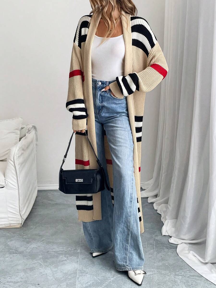 Alina Colorblock Striped Longline Cardigan - view 4