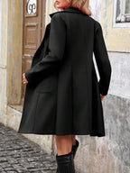 Andrea | Double-Breasted Notched Lapel Midi Coat, Elegant Office Layer oaklynwear