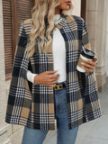 Jessica | Plaid Cape Coat with Cloak Sleeves, Elegant Stand Collar Overcoat oaklynwear