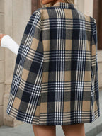 Jessica | Plaid Cape Coat with Cloak Sleeves, Elegant Stand Collar Overcoat oaklynwear