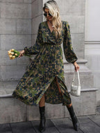 Jenny Floral Print V-Neck Wrap Dress with Bishop Sleeves - view 5