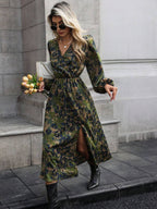 Jenny Floral Print V-Neck Wrap Dress with Bishop Sleeves - view 4