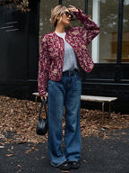 SHEIN ChicEase Fashion Casual Floral Print Loose Fit Puffer Long Sleeve Winter Coat Western Retro Holiday Party oaklynwear