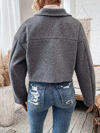 Aubree Notched Collar Zip Front Crop Jacket - view 2