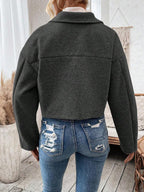 Aubree Notched Collar Zip Front Crop Jacket - view 14