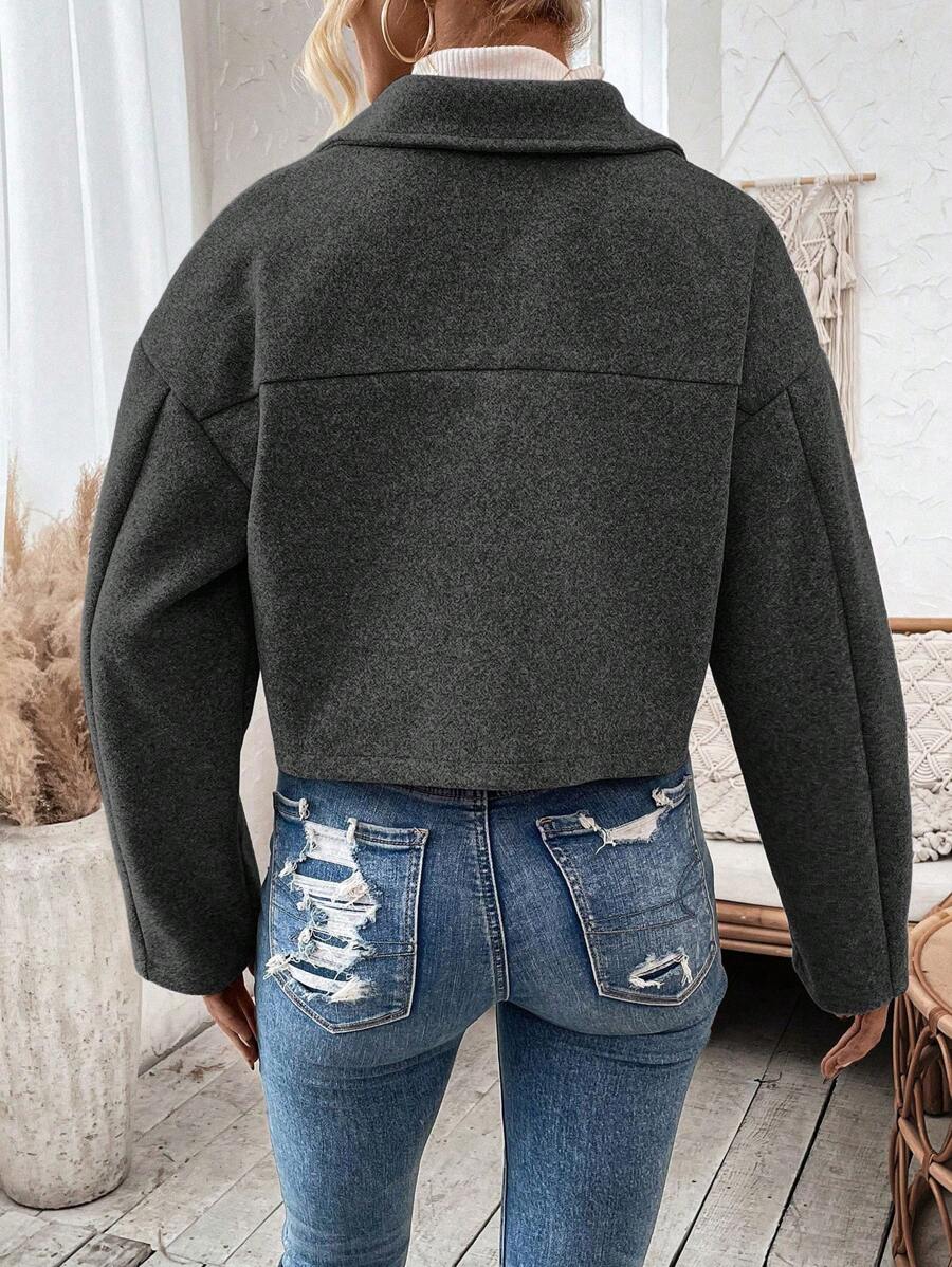 Aubree Notched Collar Zip Front Crop Jacket - view 14