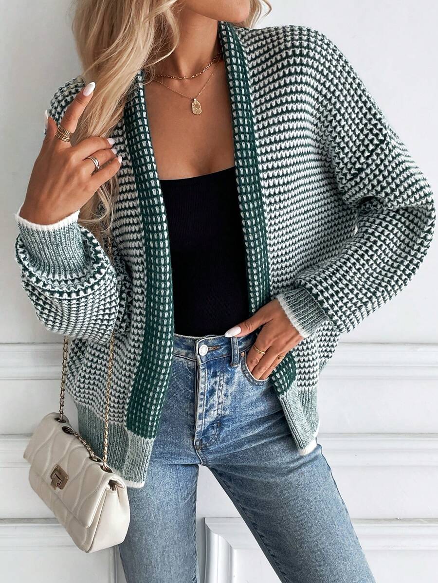 Faith | Ombre Knit Open Front Cardigan with Collar, Cozy Autumn Layer oaklynwear