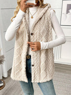 Nyla Sleeveless Hooded Cable Knit Vest - view 3