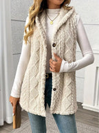 Nyla Sleeveless Hooded Cable Knit Vest - view 5