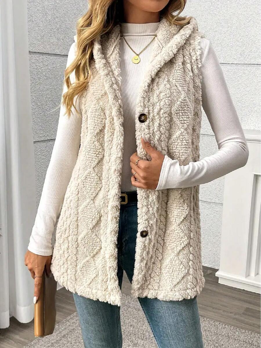 Nyla Sleeveless Hooded Cable Knit Vest - view 5
