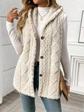 Nyla Sleeveless Hooded Cable Knit Vest - front view