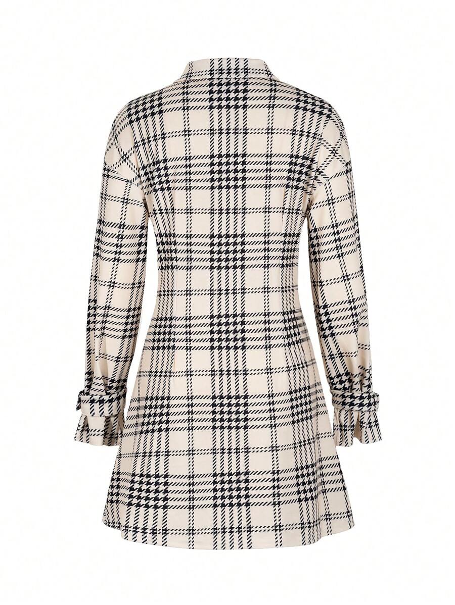 SHEIN Plaid Print Button Front Shirt Dress Fall Cloth For Women oaklynwear