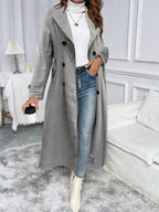 Lainey Herringbone Lapel Double-Breasted Long Overcoat - view 2