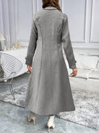 Lainey Herringbone Lapel Double-Breasted Long Overcoat - view 3