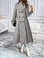 Lainey Herringbone Lapel Double-Breasted Long Overcoat - view 4