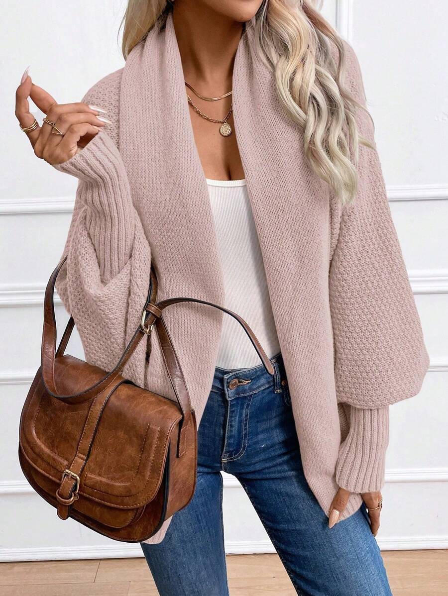 Annika Shawl Collar Batwing Sleeve Cardigan - front view