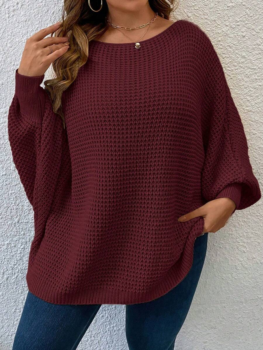 SHEIN LUNE Plus Batwing Sleeve Sweater, For Thanksgiving, Winter Knit Pullover Fall Autumn oaklynwear