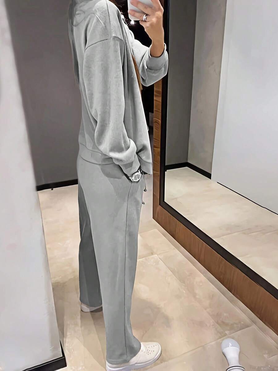 YI XUAN 2pcs Women Casual Knit Cardigan Jacket And Drawstring Pants Set Spring Elegant oaklynwear