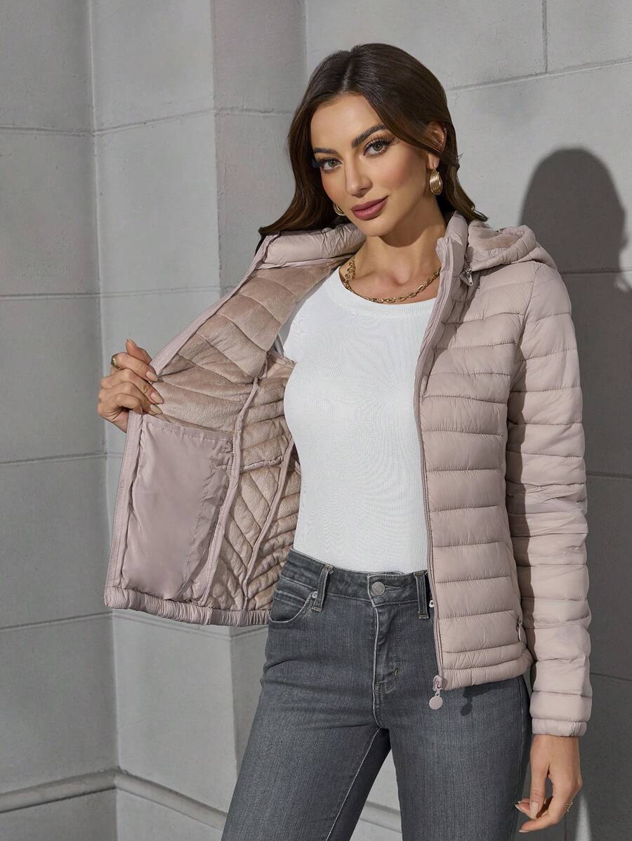Risissida Women's Minimalist Outdoor Jacket, Suitable For Autumn, With Hood And Pockets, Suitable For Commuting And Casual Wear, Women's Winter Coat Elegant oaklynwear