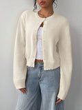 Adeline | Round Neck Button Front Cardigan, Cropped Everyday Knit oaklynwear