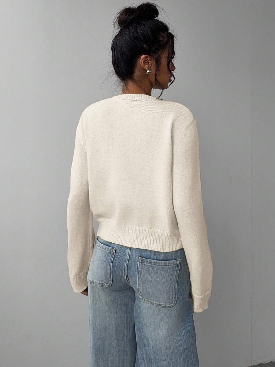Adeline | Round Neck Button Front Cardigan, Cropped Everyday Knit oaklynwear