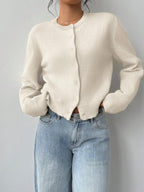 Adeline | Round Neck Button Front Cardigan, Cropped Everyday Knit oaklynwear