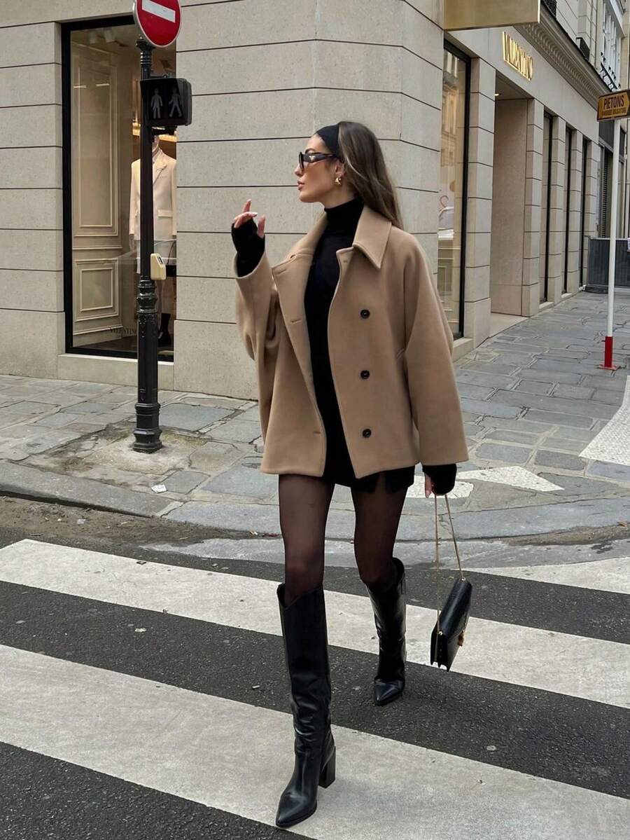 Hadley | Collared Double-Breasted Jacket with Front Pockets, Versatile Everyday Coat oaklynwear