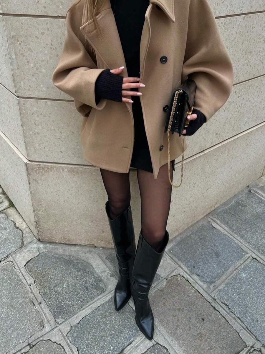 Hadley | Collared Double-Breasted Jacket with Front Pockets, Versatile Everyday Coat oaklynwear