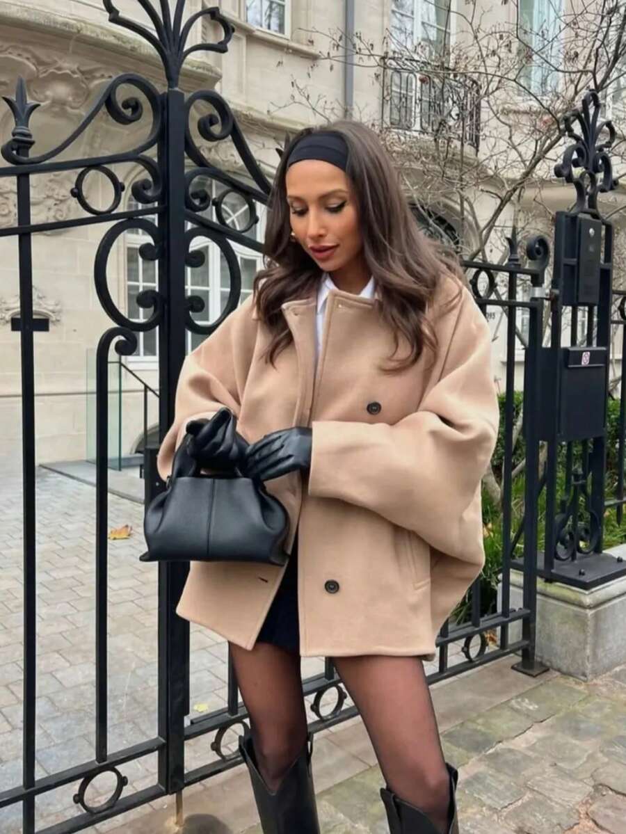 Hadley | Collared Double-Breasted Jacket with Front Pockets, Versatile Everyday Coat oaklynwear