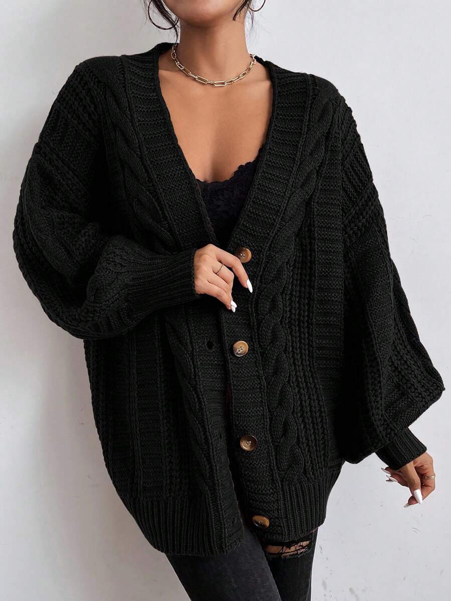 SoleilVie Bishop Sleeve Button Up Cardigan,Long Sleeve Tops Fall Winter Cloth For Women oaklynwear