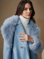 Maeve Faux Fur Collar Double-Breasted Midi Coat - view 4