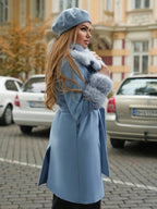 Maeve Faux Fur Collar Double-Breasted Midi Coat - view 7