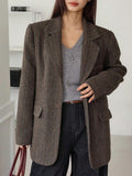 Dazy-Less Women's Loose Business Casual Plaid Knitted Thickened Coat, Autumn/Winter Modest Fashion oaklynwear