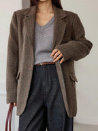 Dazy-Less Women's Loose Business Casual Plaid Knitted Thickened Coat, Autumn/Winter Modest Fashion oaklynwear