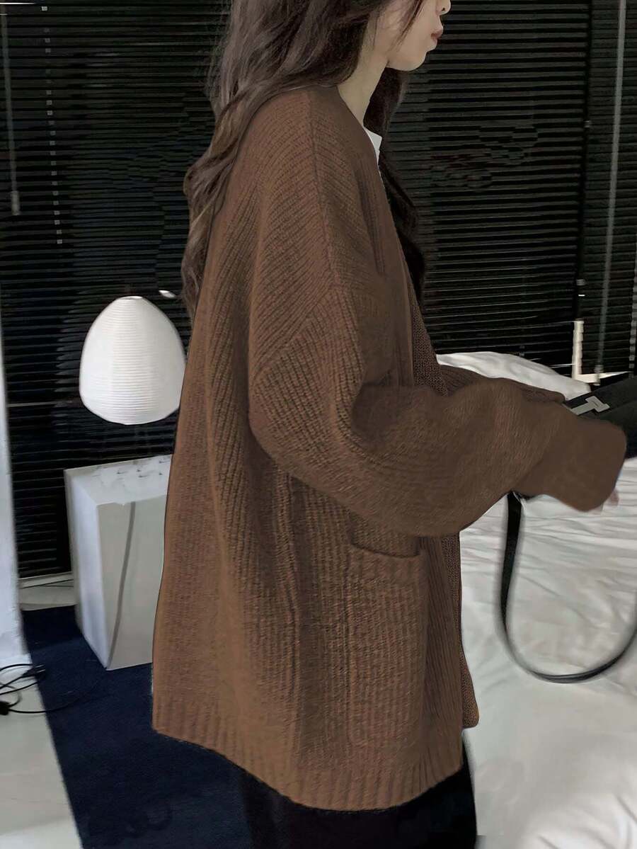 Women's Fashionable Knitted Cardigan Sweater For Autumn/Winter, [Size Runs Large, Please Order One Size Down] Casual Brown Fall oaklynwear