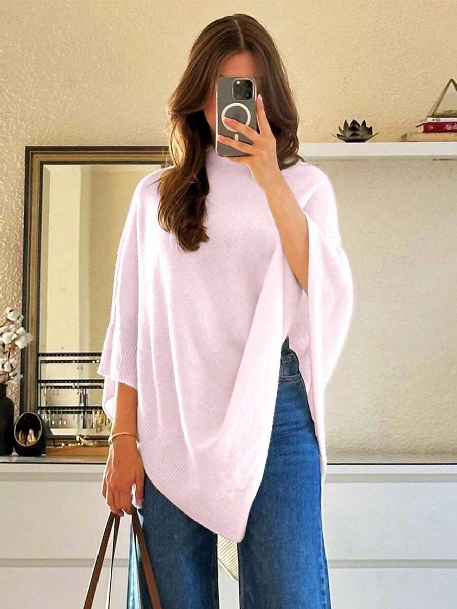 Women's Autumn/Winter Minimalist Comfortable Poncho Top, Elegant Graceful Fashion Loose Knit Poncho Top Fall oaklynwear