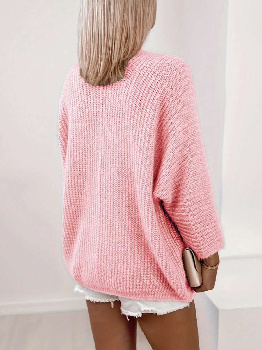 Alyssa | Open Front Knit Cardigan with Batwing Sleeves, Cozy Midi Length Layer oaklynwear