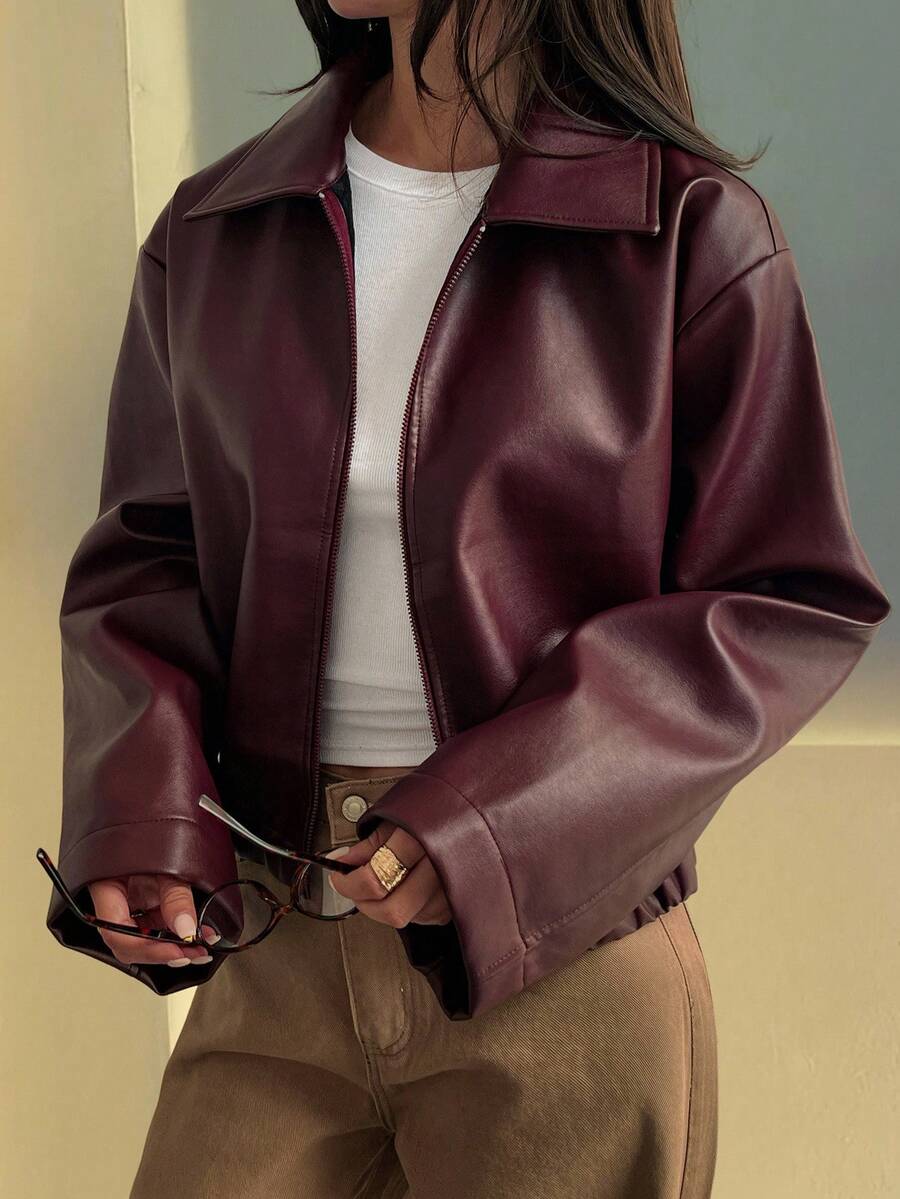 Michaela Zip Front Collared Jacket - front view