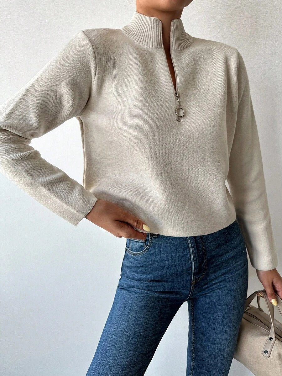 EURMUSE Half Zip Ribbed Knit Sweater oaklynwear