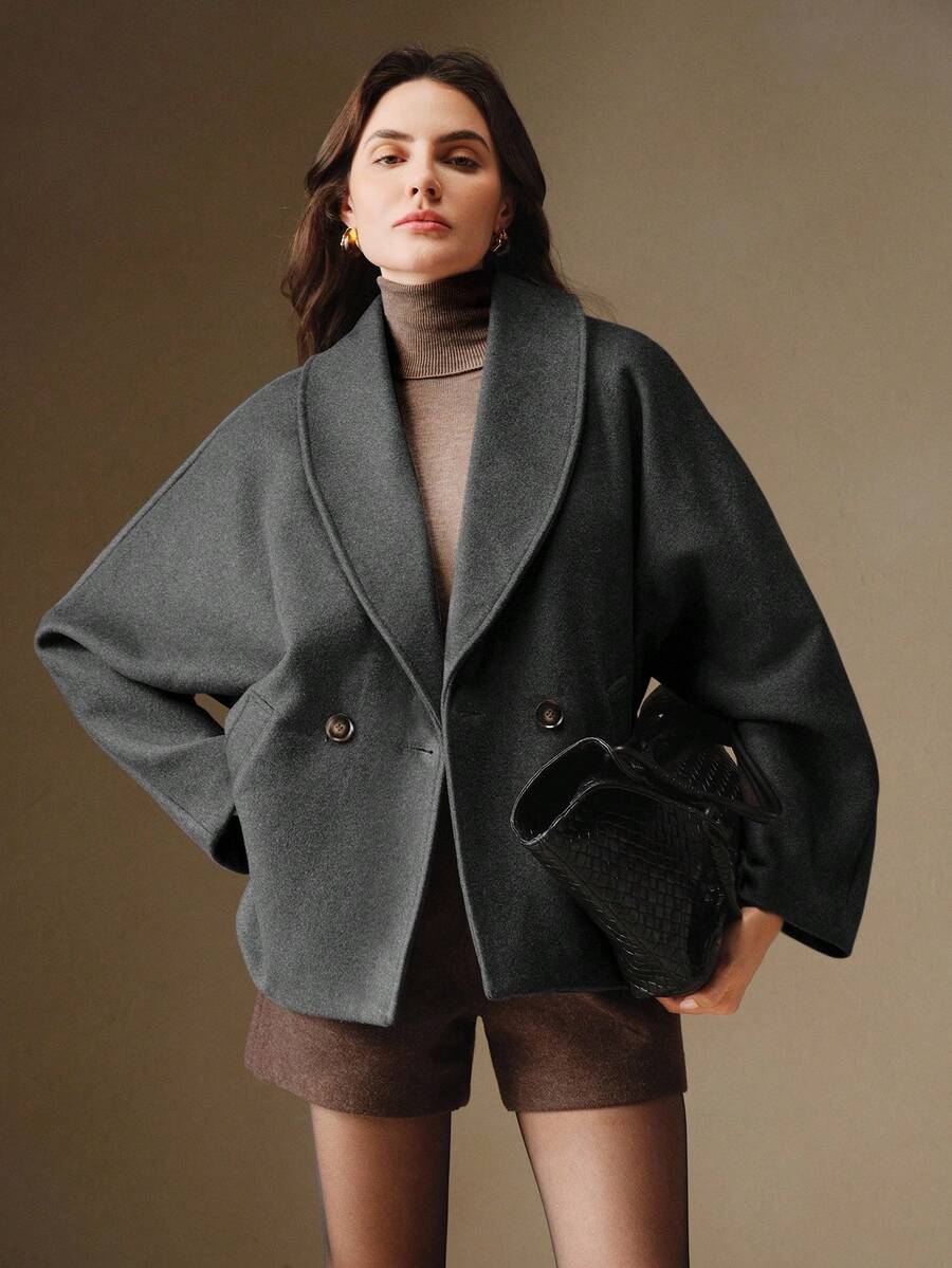 Anewsta Women's Autumn/Winter Modern Double-Sided Wool Fabric Fashion Versatile Solid Color Loose Wool Casual Camel Jacket oaklynwear