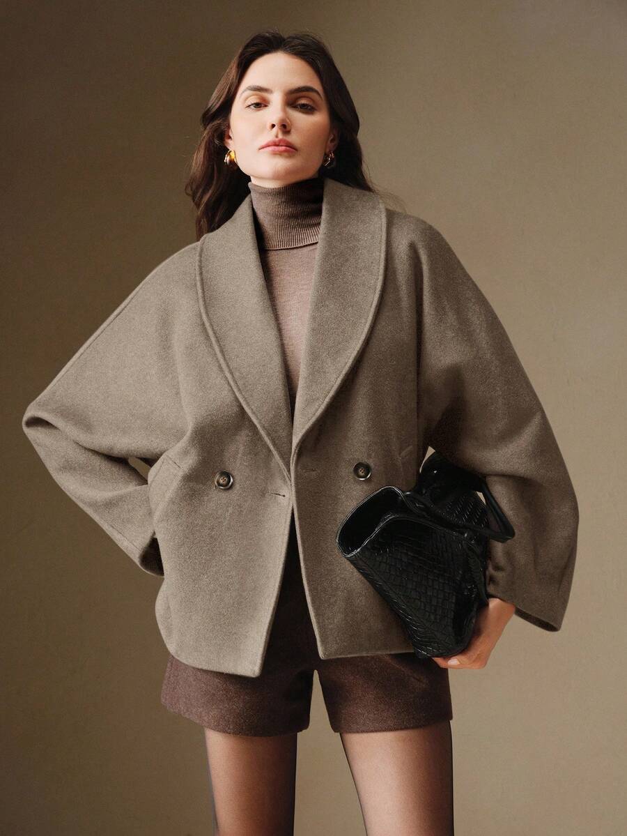Anewsta Women's Autumn/Winter Modern Double-Sided Wool Fabric Fashion Versatile Solid Color Loose Wool Casual Camel Jacket oaklynwear