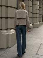 Annabelle | Houndstooth High Neck Button Front Jacket, Chic Winter Coat oaklynwear