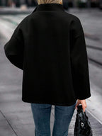 Elise | Asymmetrical Stand Collar Overcoat, Cropped Wrap Coat oaklynwear