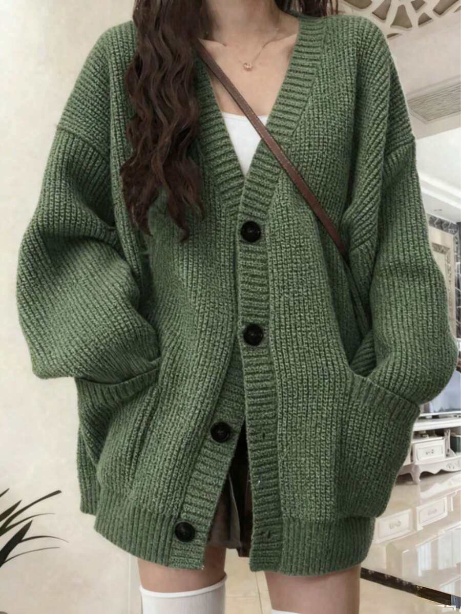 Women's Fashionable Knitted Cardigan Sweater For Autumn/Winter, [Size Runs Large, Please Order One Size Down] Casual Brown Fall oaklynwear