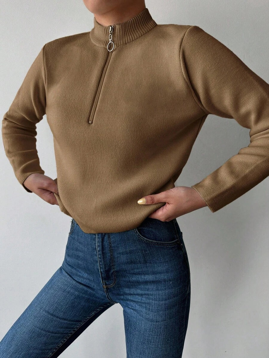 EURMUSE Half Zip Ribbed Knit Sweater oaklynwear