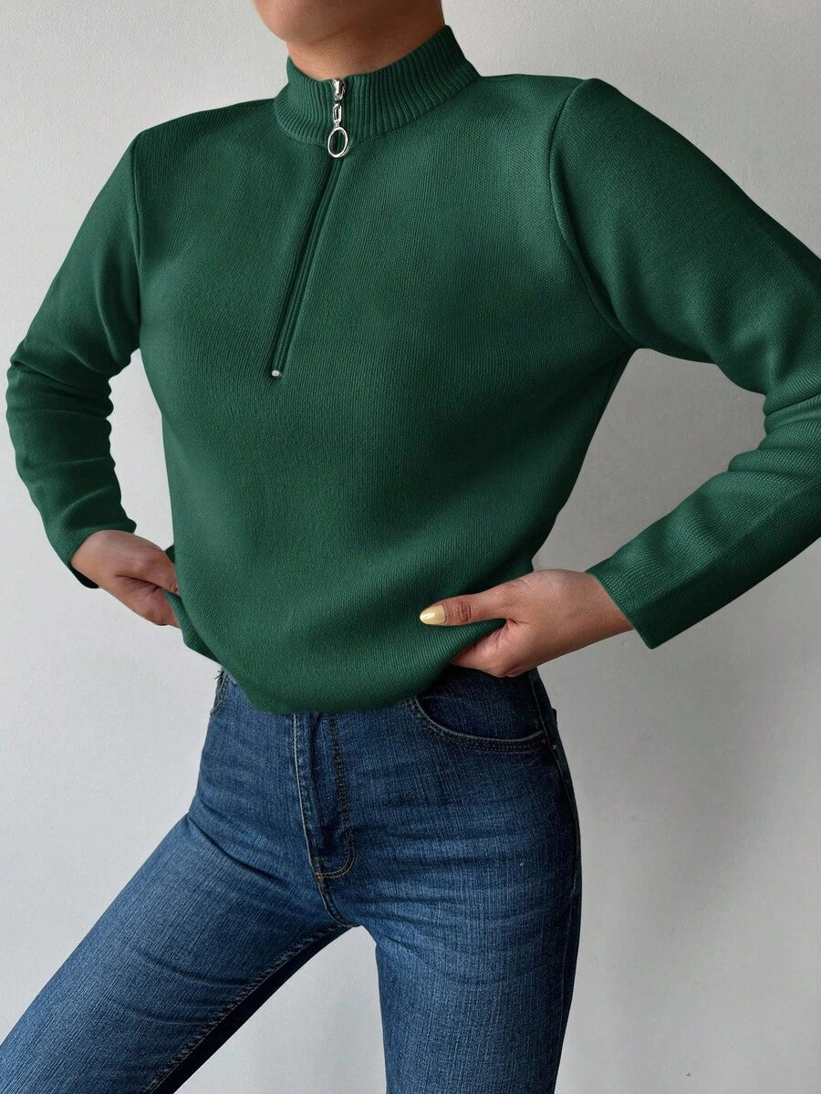 EURMUSE Half Zip Ribbed Knit Sweater oaklynwear