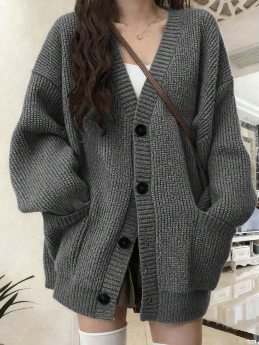 Women's Fashionable Knitted Cardigan Sweater For Autumn/Winter, [Size Runs Large, Please Order One Size Down] Casual Brown Fall oaklynwear