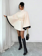 Elsie | Belted Poncho Cape Coat with Flare Sleeves, Elegant Flared Overcoat oaklynwear