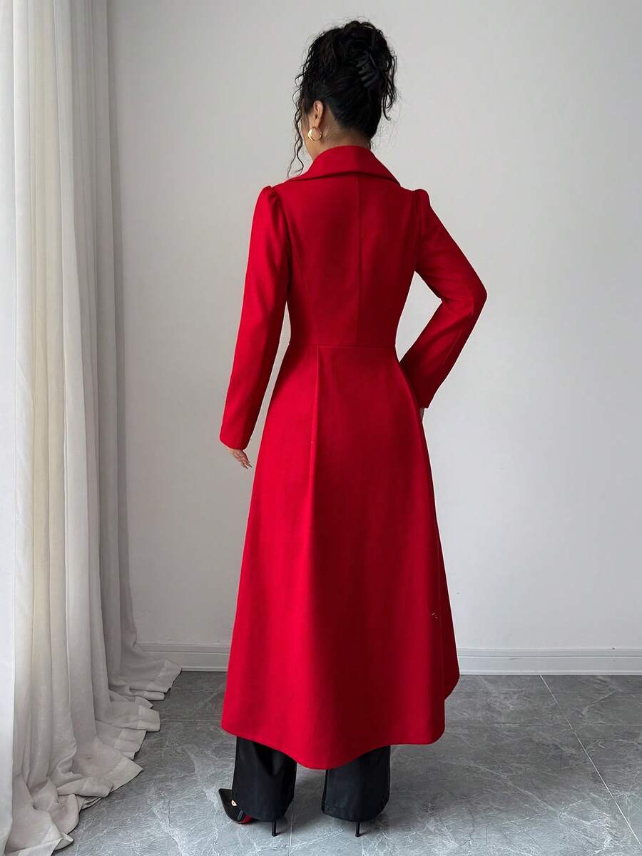 Margaret Cinched Waist Front Slit Maxi Coat - view 2