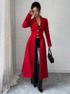 Margaret Cinched Waist Front Slit Maxi Coat - view 4
